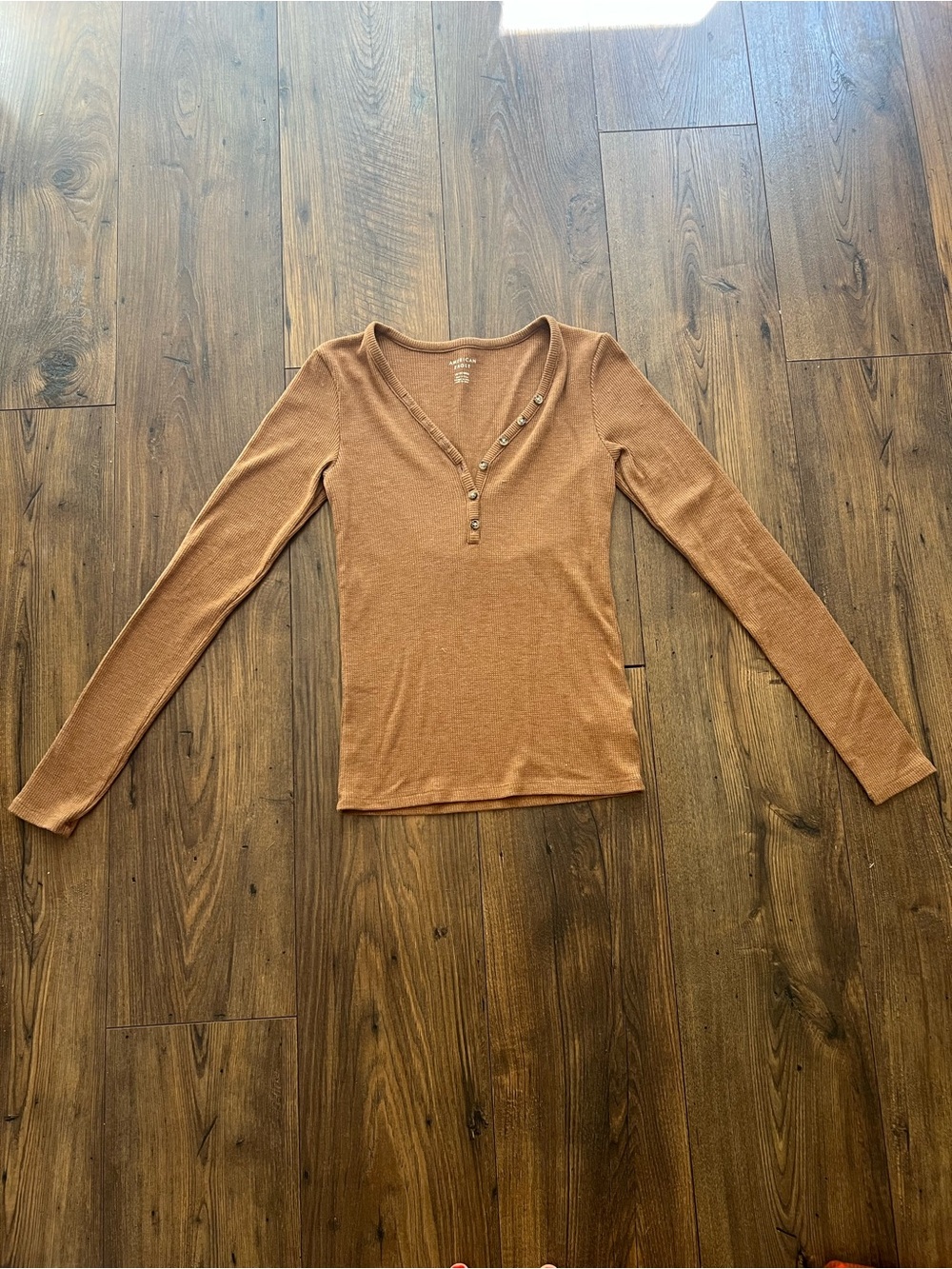 American Eagle Womens Long Sleeve Waffle Top Size XS